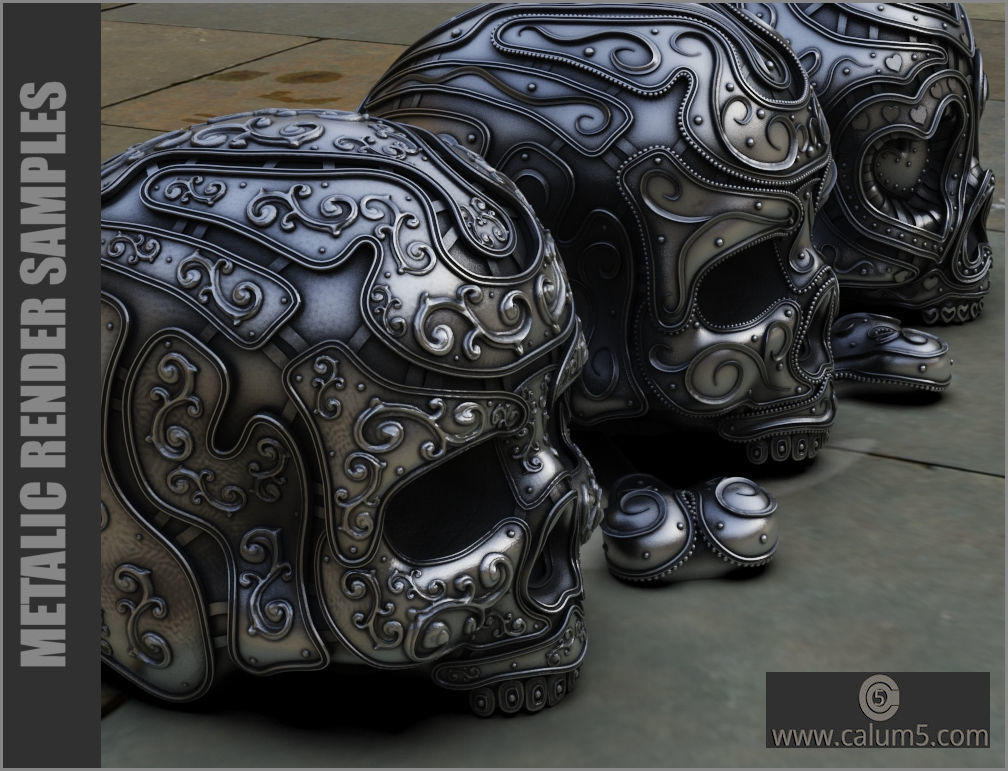 3 Detailed Skulls Set 3D print model_2
