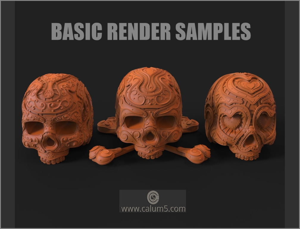 3 Detailed Skulls Set 3D print model_4