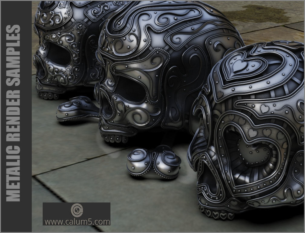 3 Detailed Skulls Set 3D print model_3