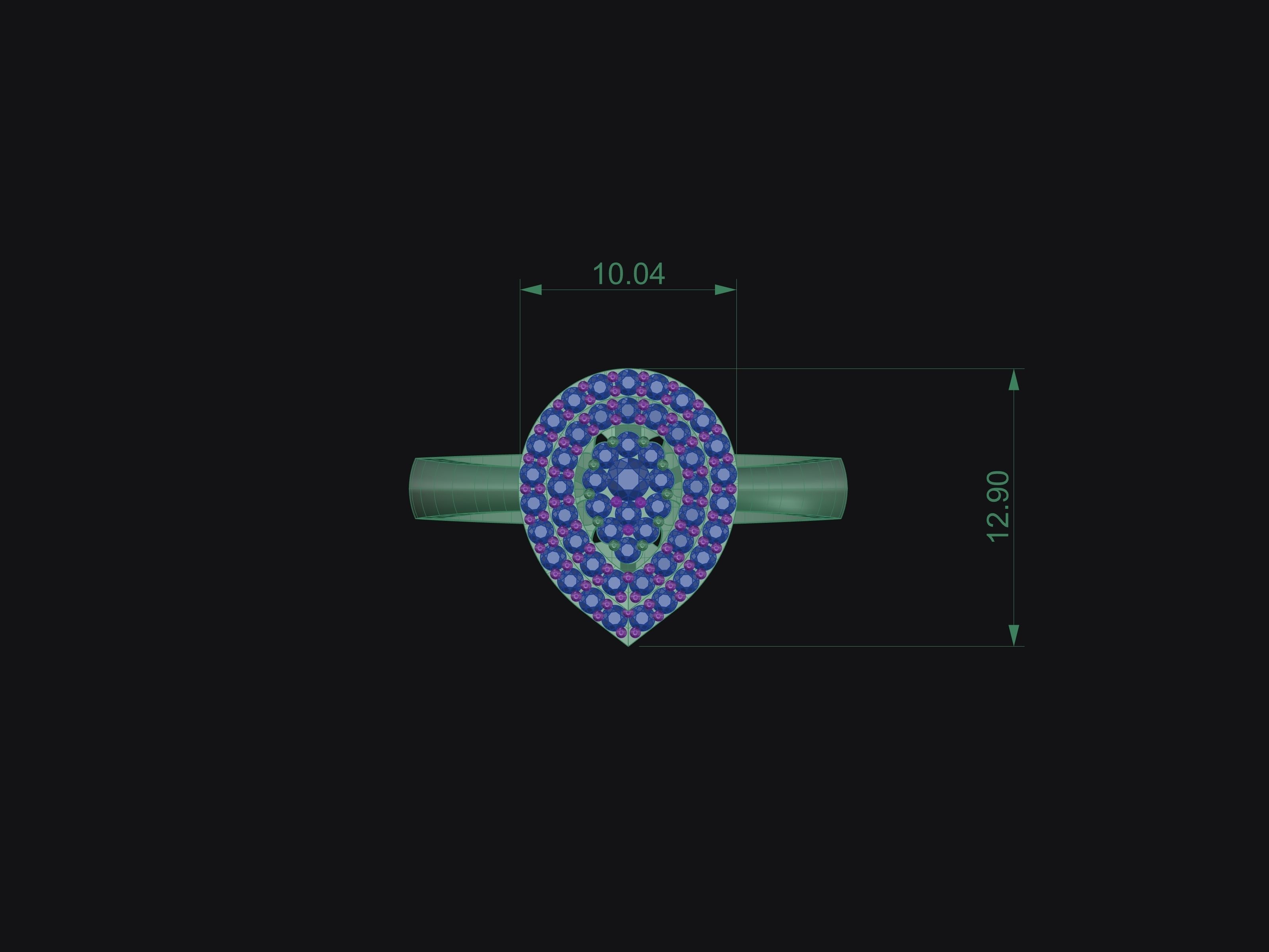 Rings peacock ring with sapphires 3D print model_4