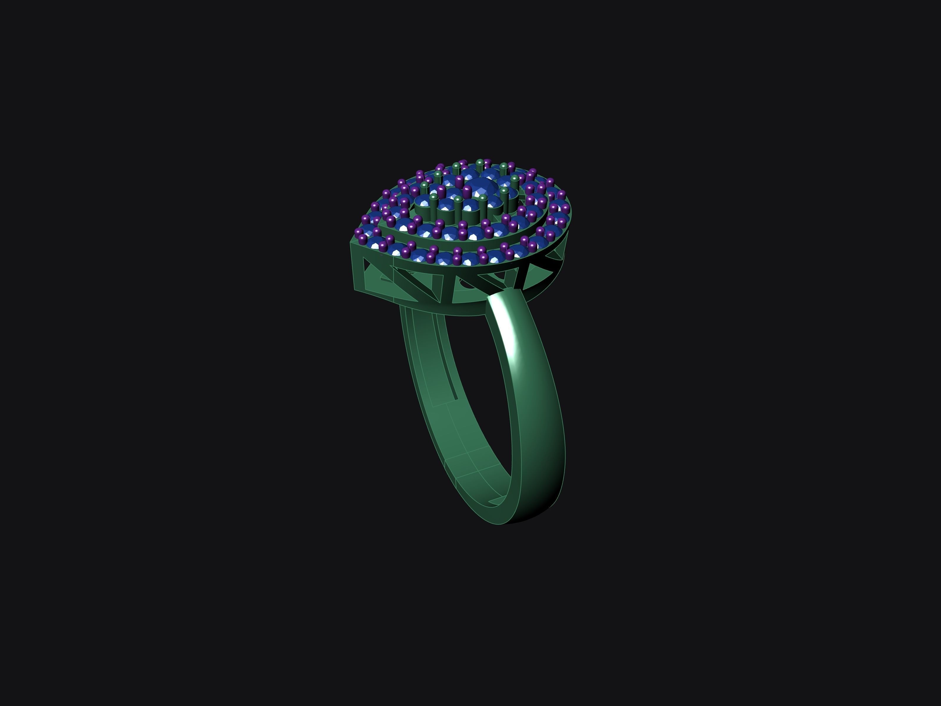 Rings peacock ring with sapphires 3D print model_2