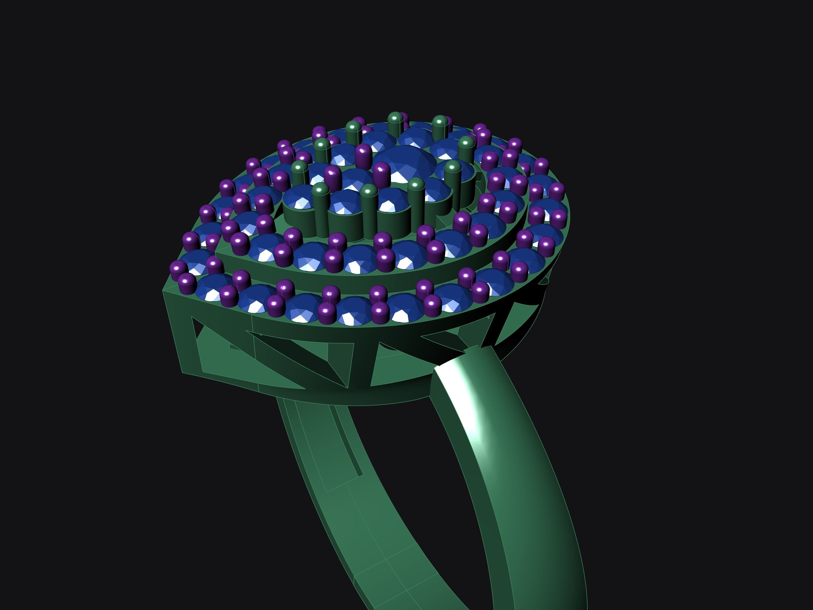 Rings peacock ring with sapphires 3D print model_6