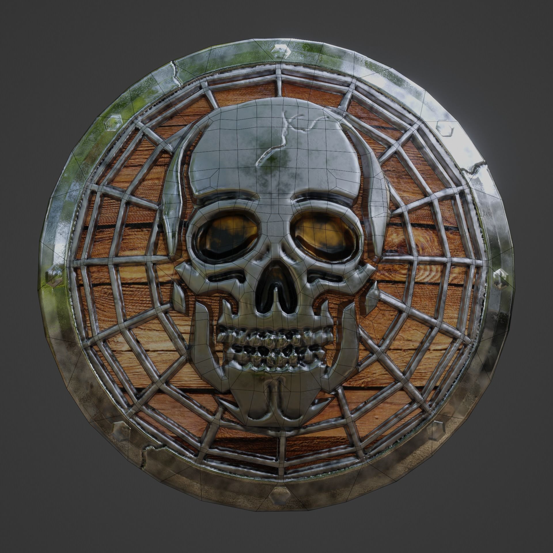 Stylized death shield PBR low-poly game ready Low-poly 3D model_6