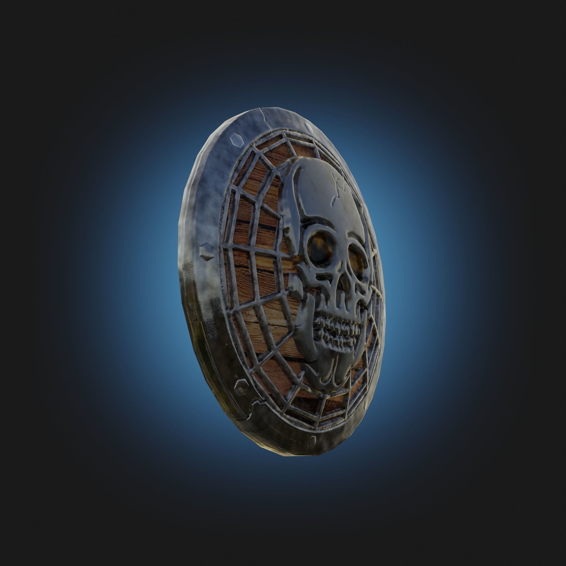 Stylized death shield PBR low-poly game ready Low-poly 3D model_1