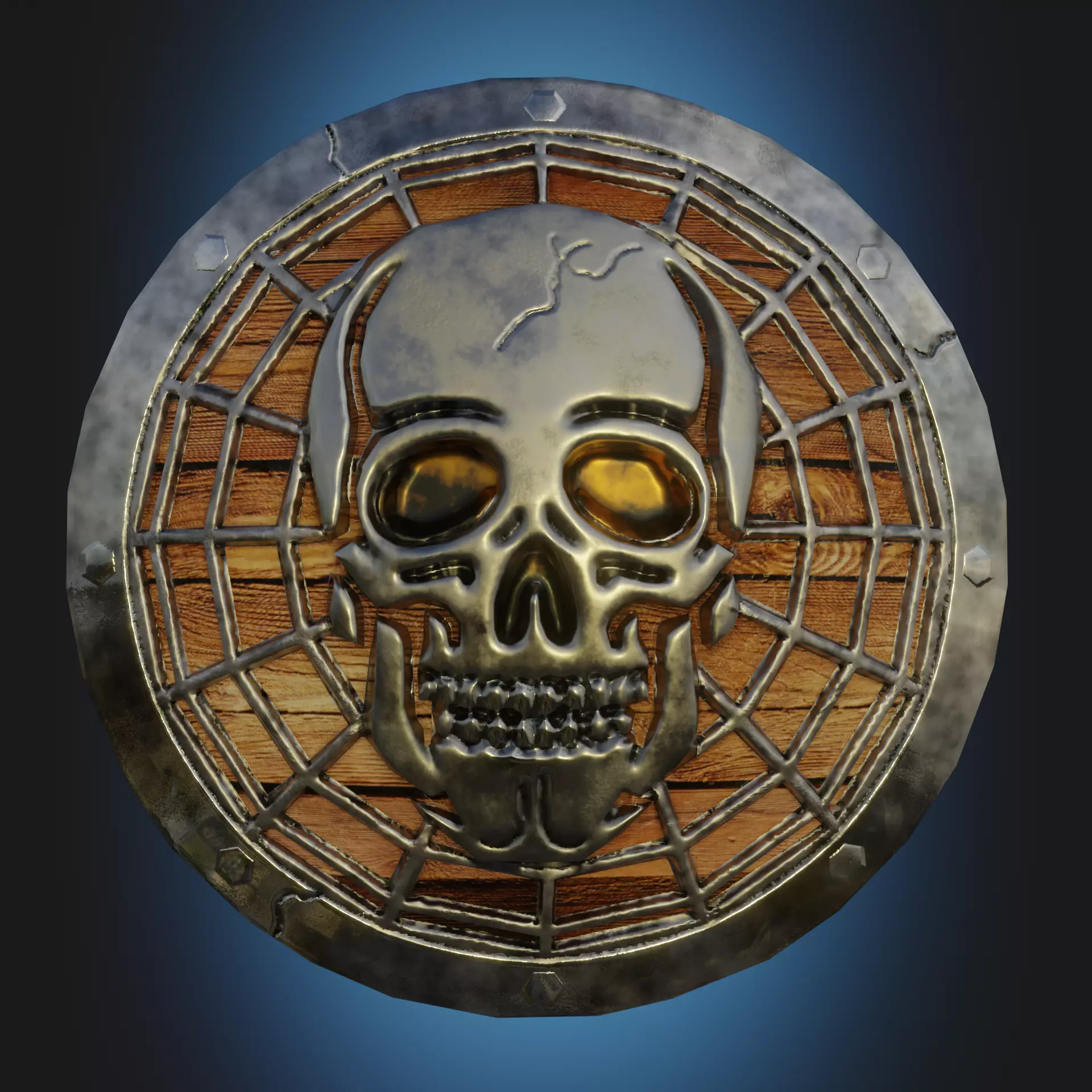 Stylized death shield PBR low-poly game ready Low-poly 3D model_0