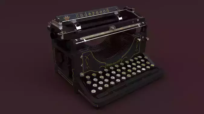 Typewriter PBR high poly with texture