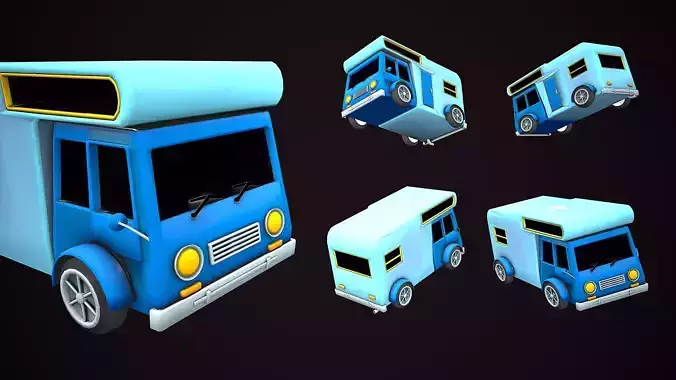 CARAVAN MOBILE HOME CAMPER CARTOON STYLIZED