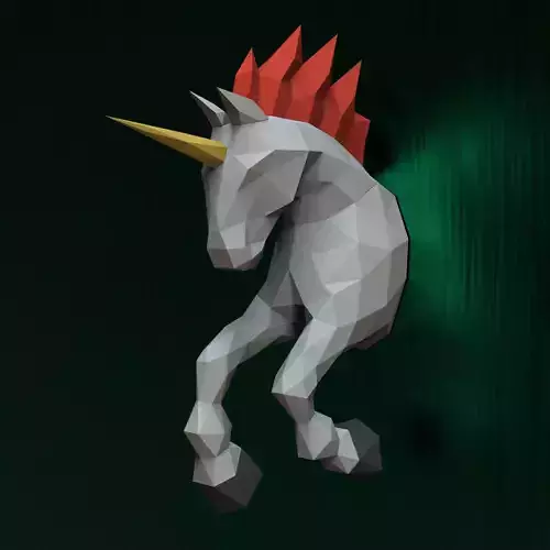 unicorn trophy papercraft DIY pepakura origami template low poly