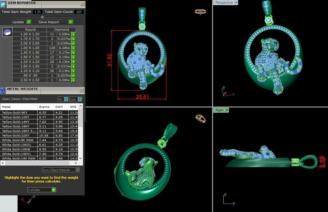 Panther pendant Full diamond 3D print model_1