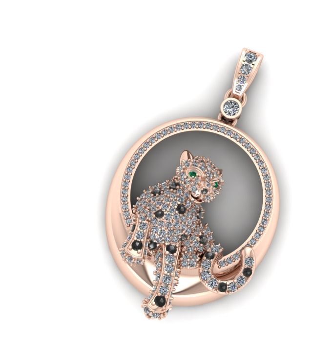 Panther pendant Full diamond 3D print model_6