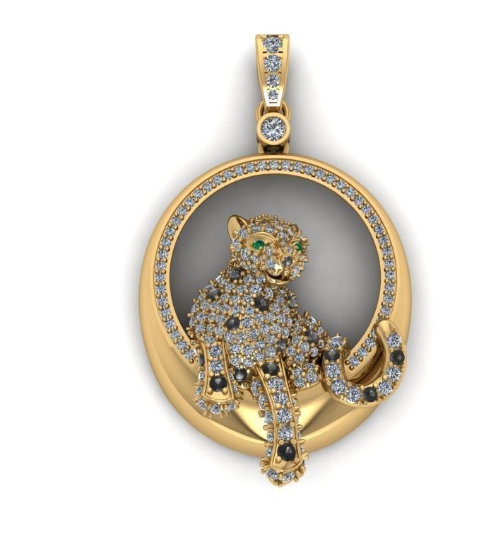 Panther pendant Full diamond 3D print model_7