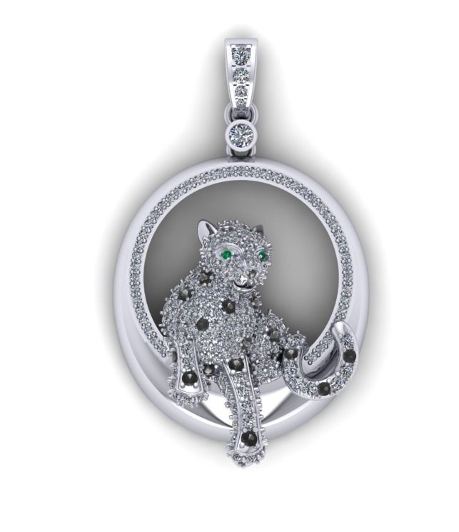 Panther pendant Full diamond 3D print model_4