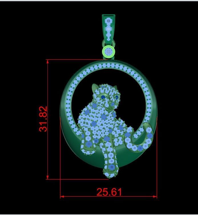 Panther pendant Full diamond 3D print model_2