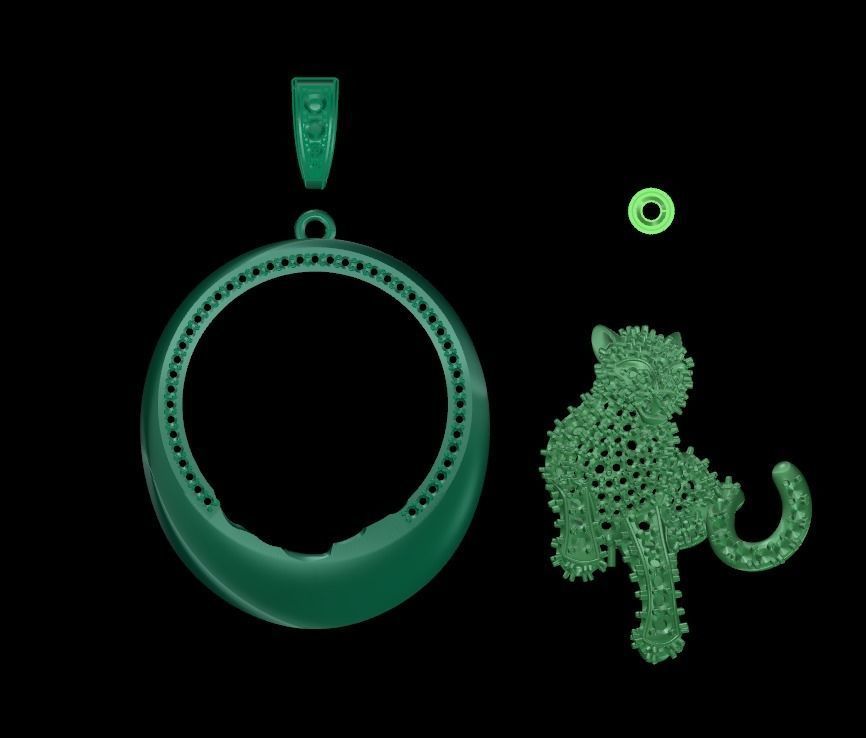 Panther pendant Full diamond 3D print model_3