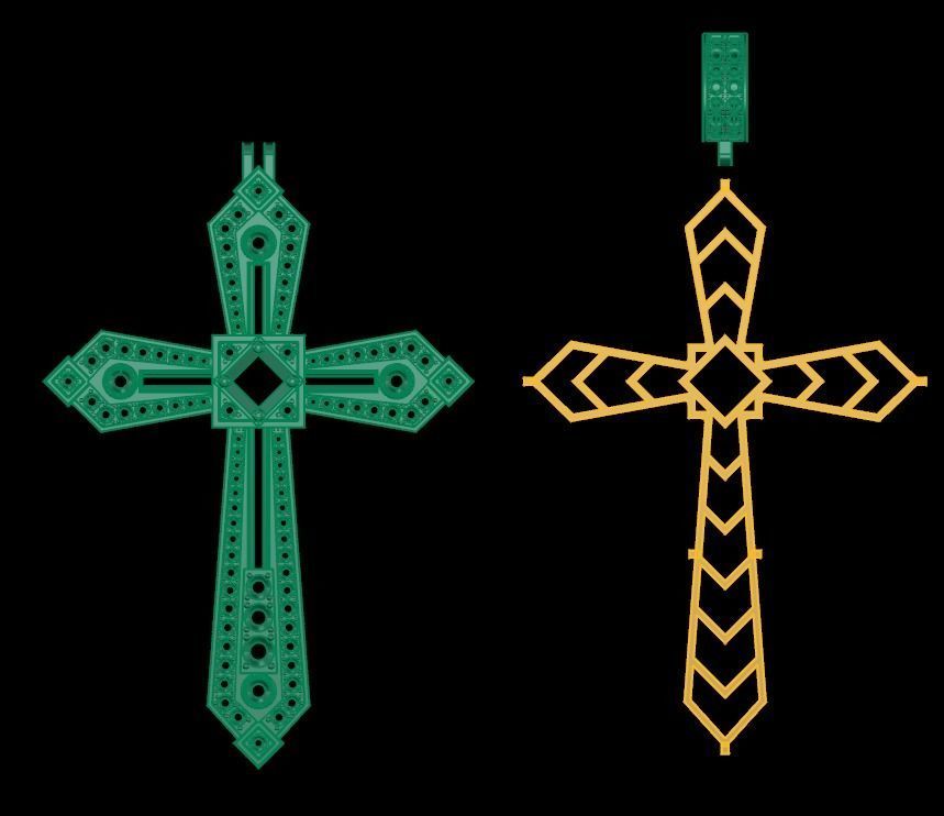 Cross Gold Pendant Full Diamond 3D print model_3