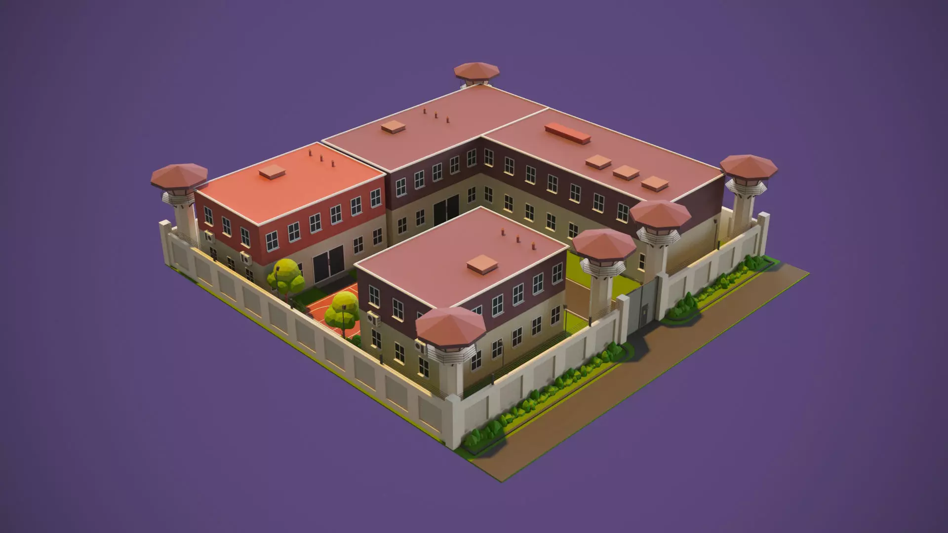 Prison 3d Model castle Low-poly 3D model_0