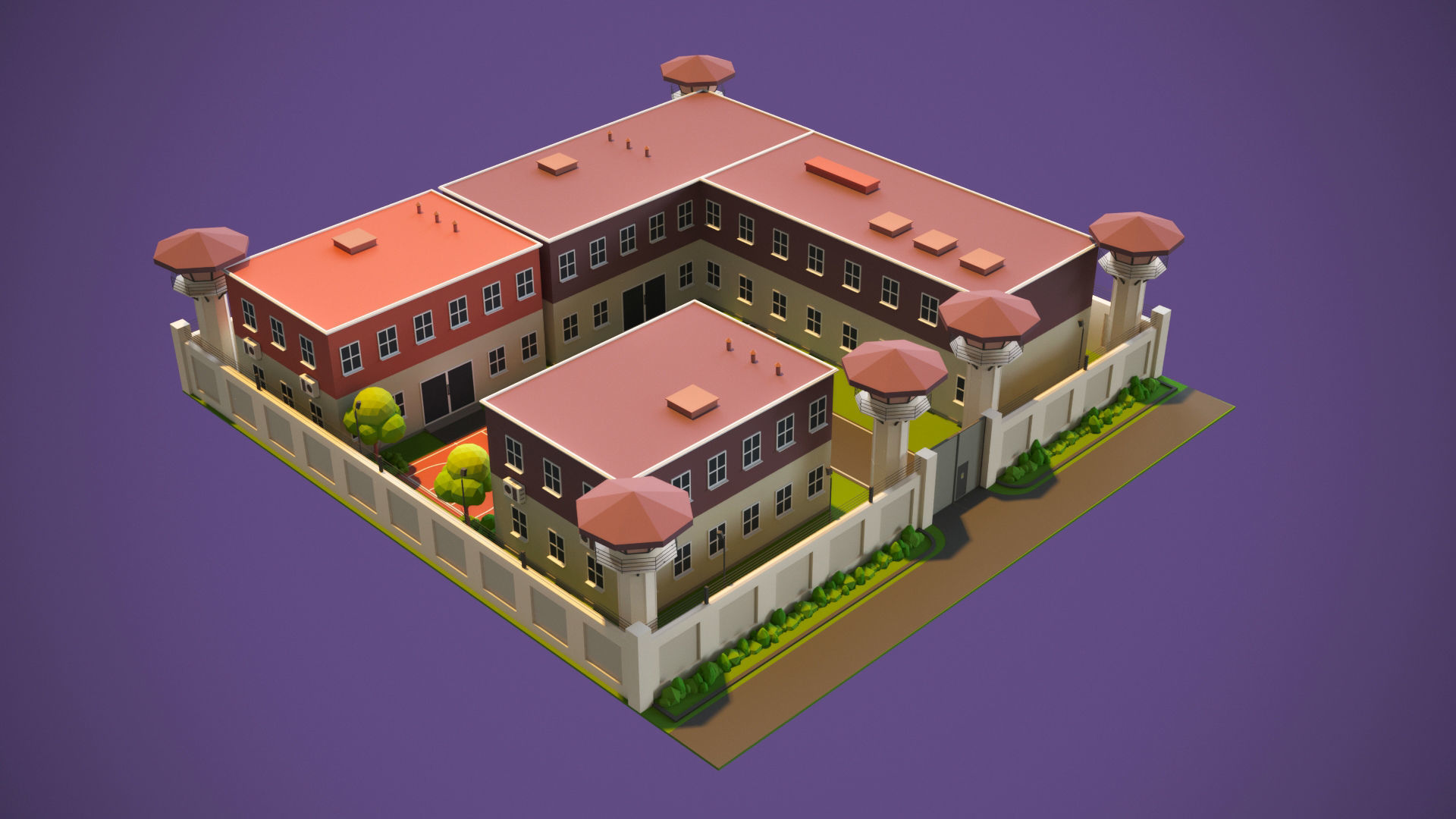 Prison 3d Model castle Low-poly 3D model_5