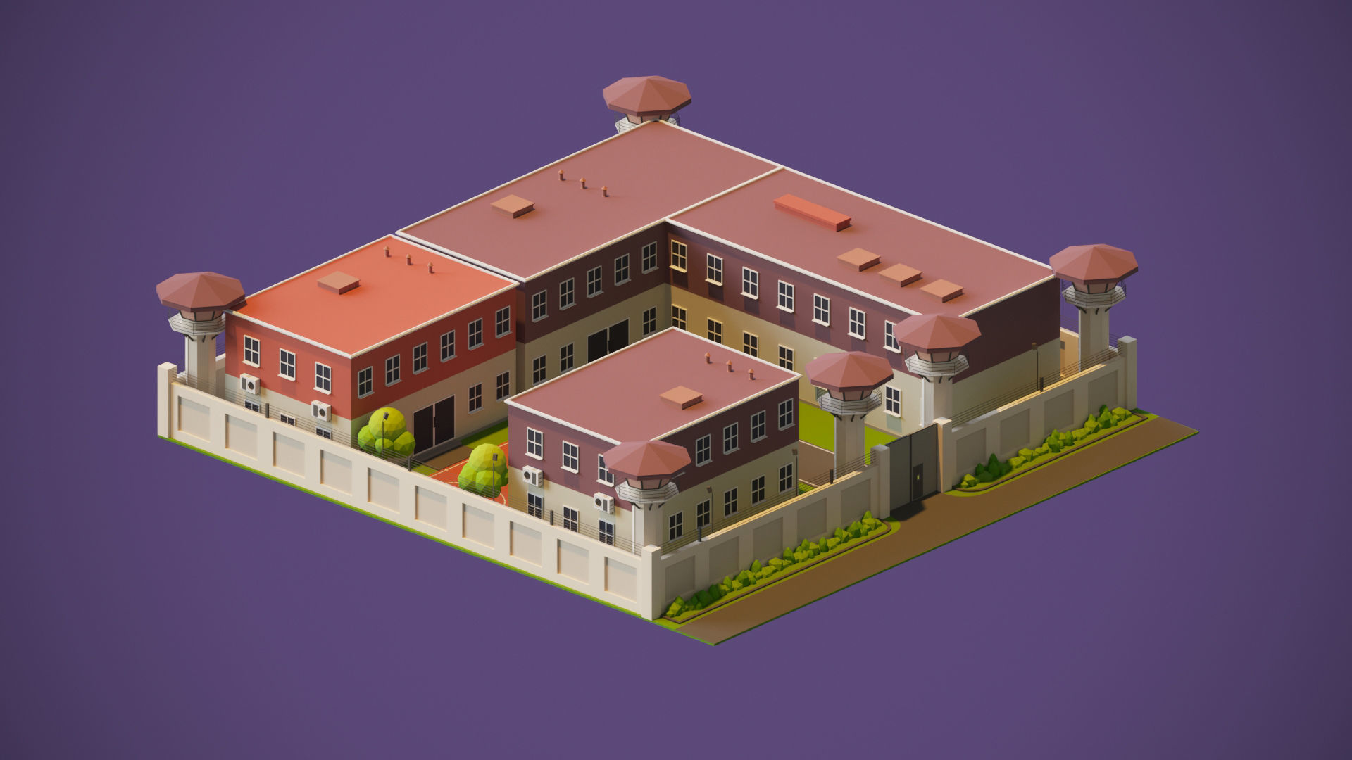 Prison 3d Model castle Low-poly 3D model_3