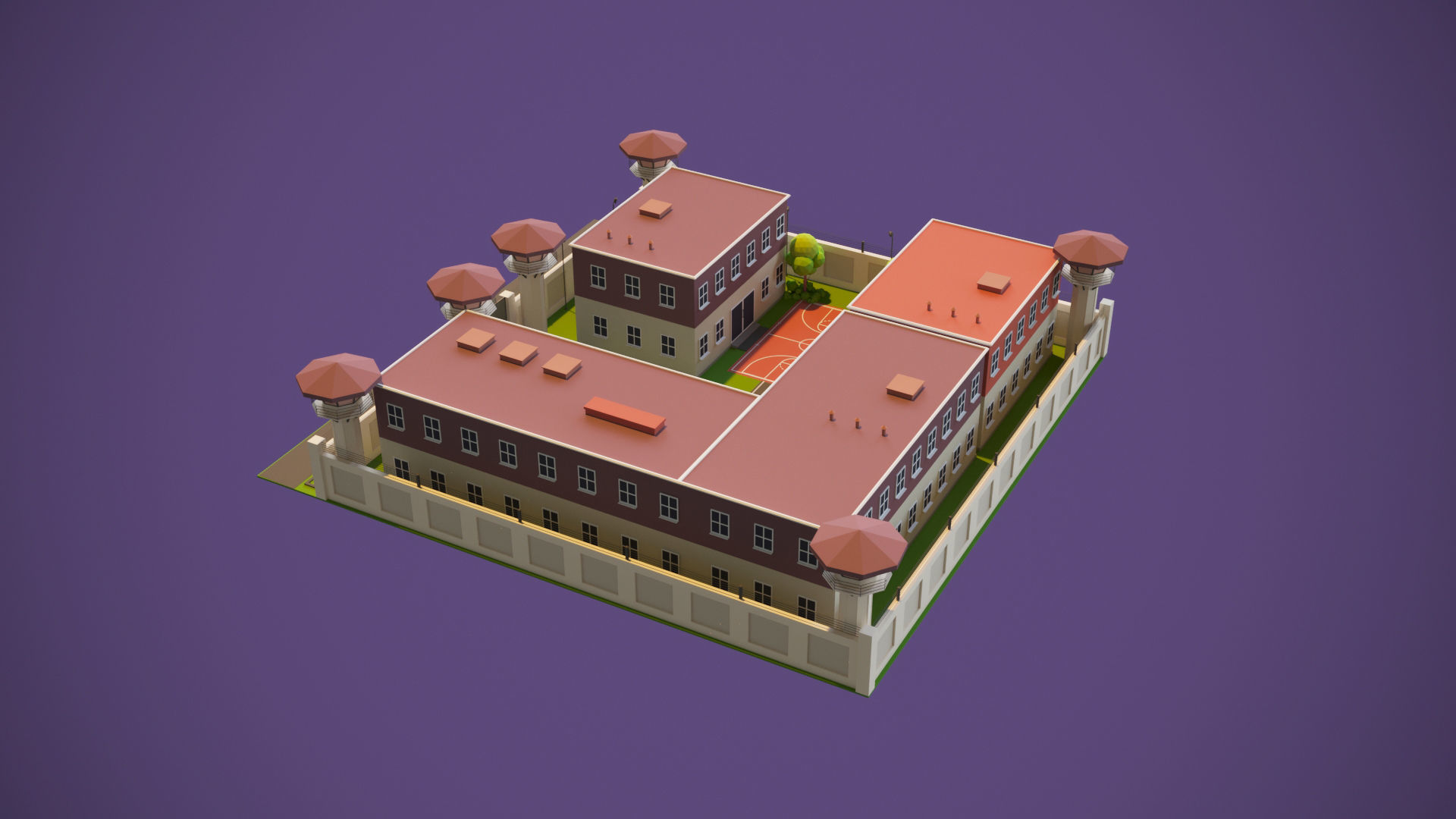 Prison 3d Model castle Low-poly 3D model_1