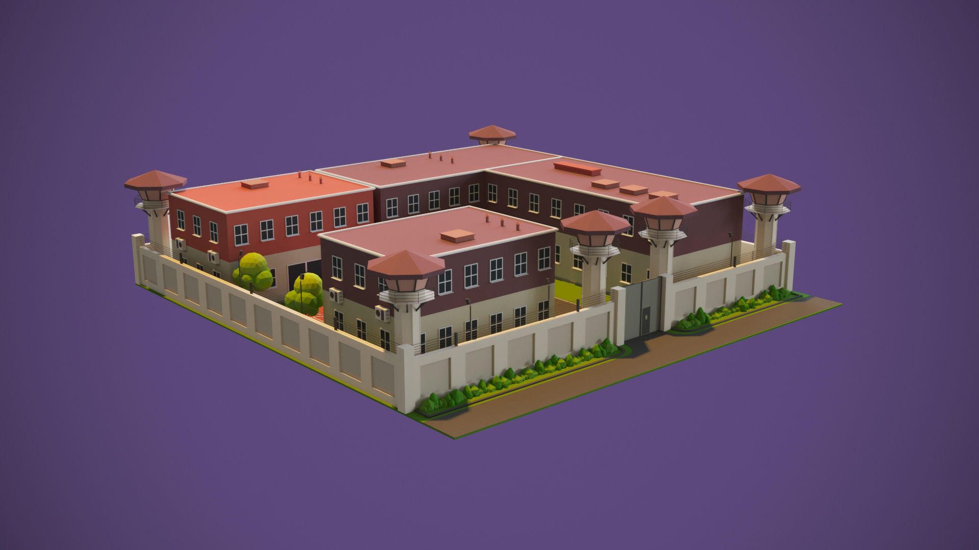Prison 3d Model castle Low-poly 3D model_2