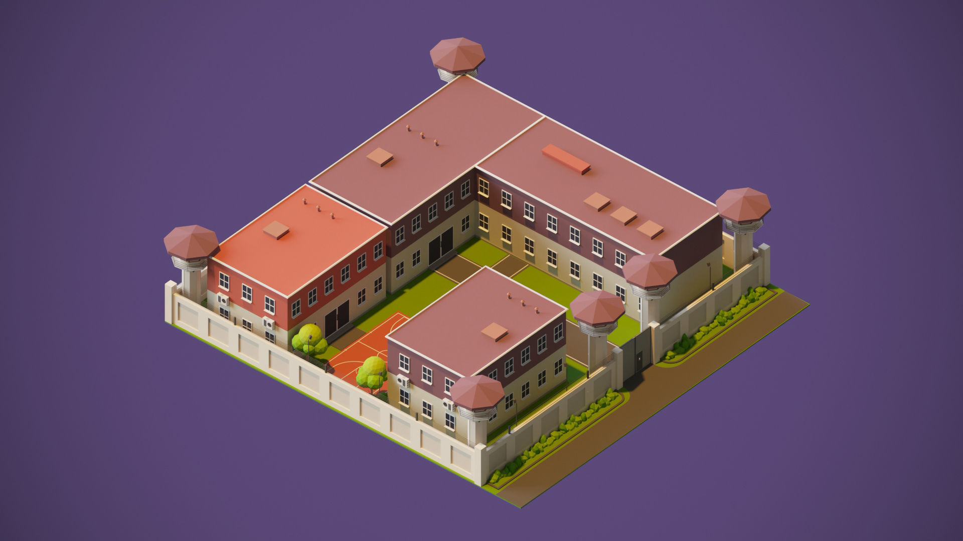 Prison 3d Model castle Low-poly 3D model_4