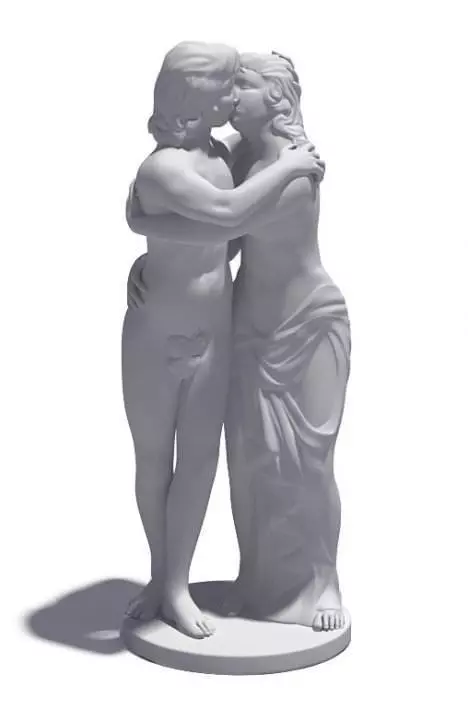 Kissing Sculpture 3D model_0