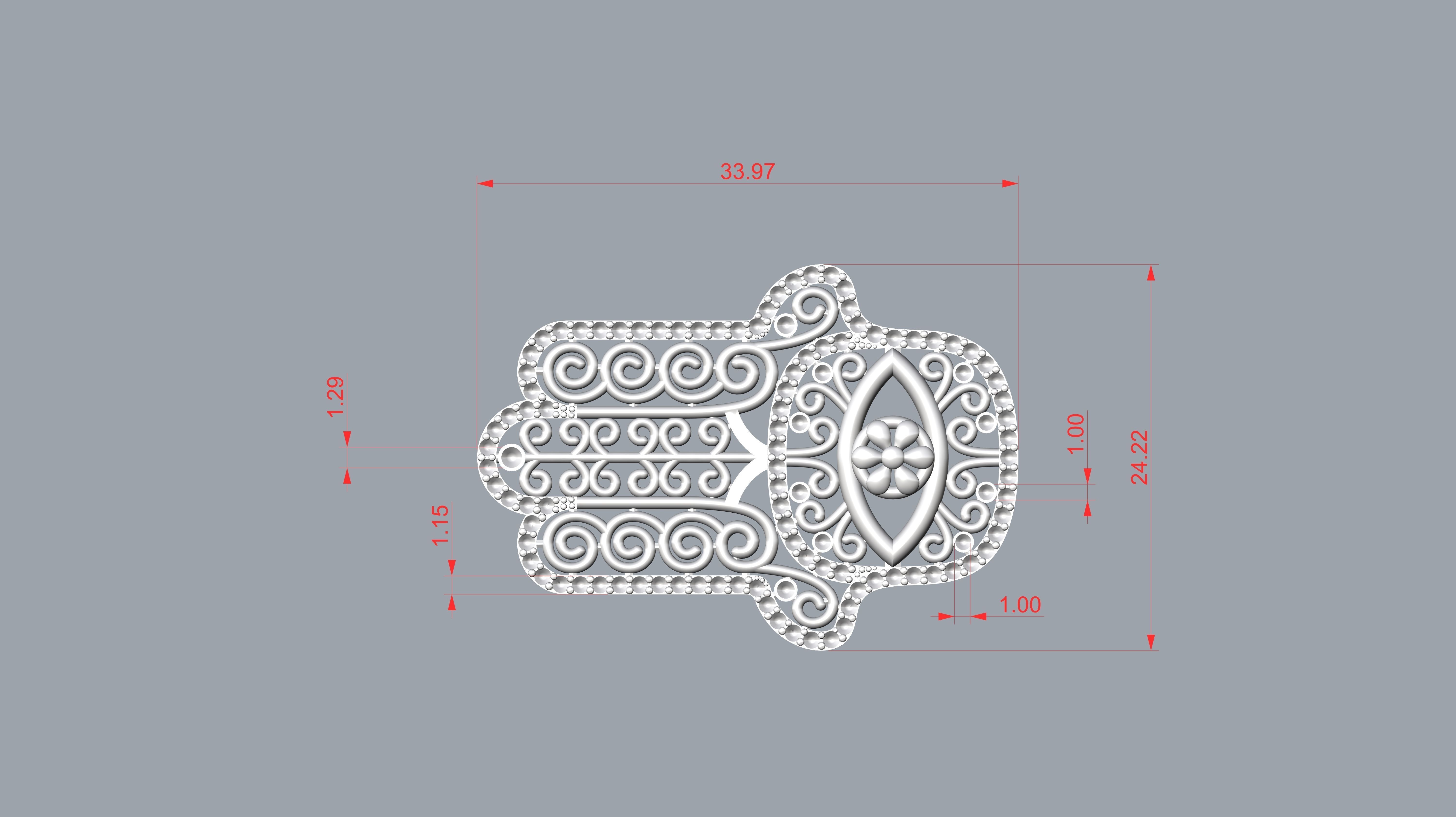 Hamsa amulet with diamonds  3D print model_8
