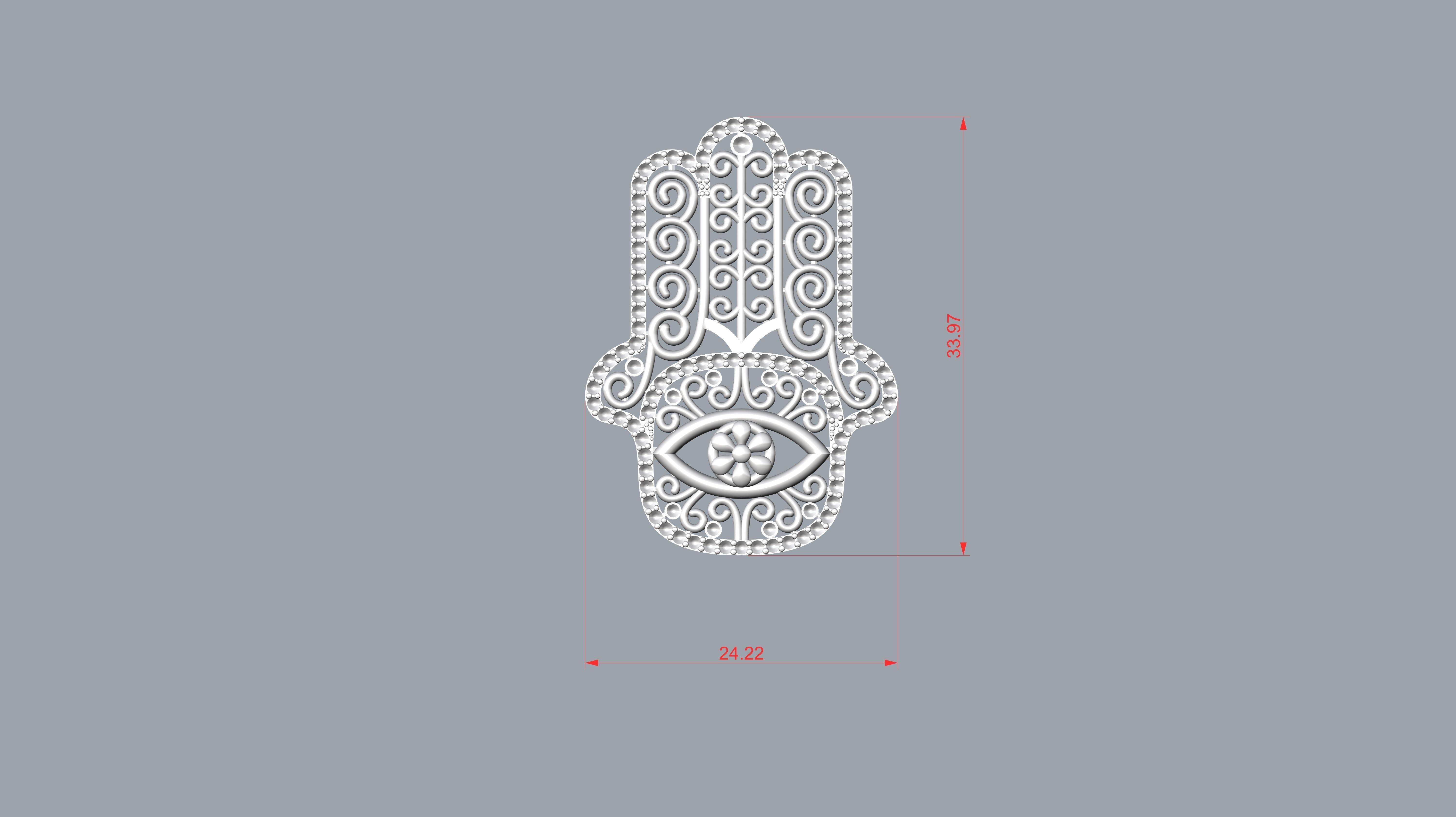 Hamsa amulet with diamonds  3D print model_7
