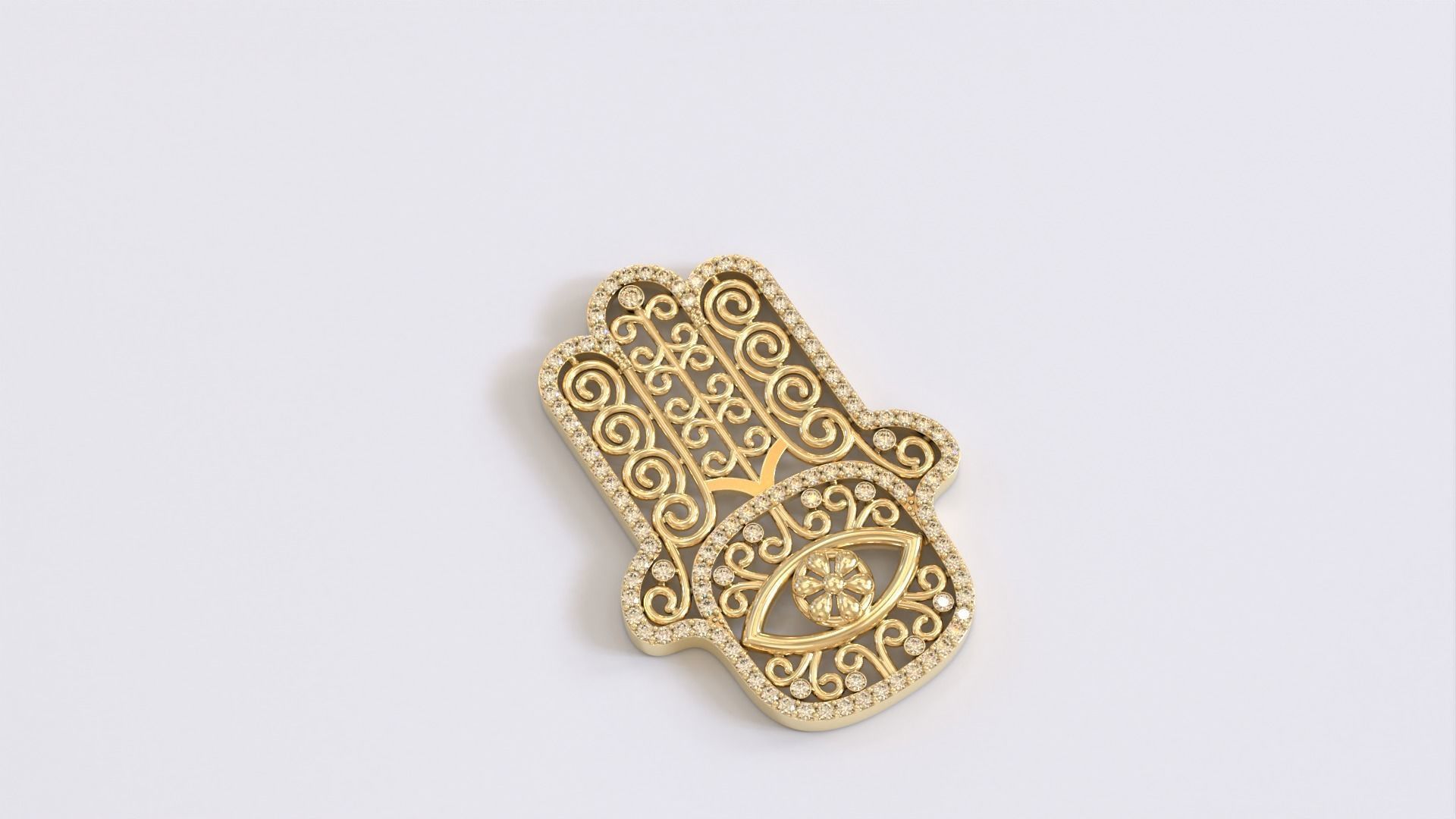 Hamsa amulet with diamonds  3D print model_2