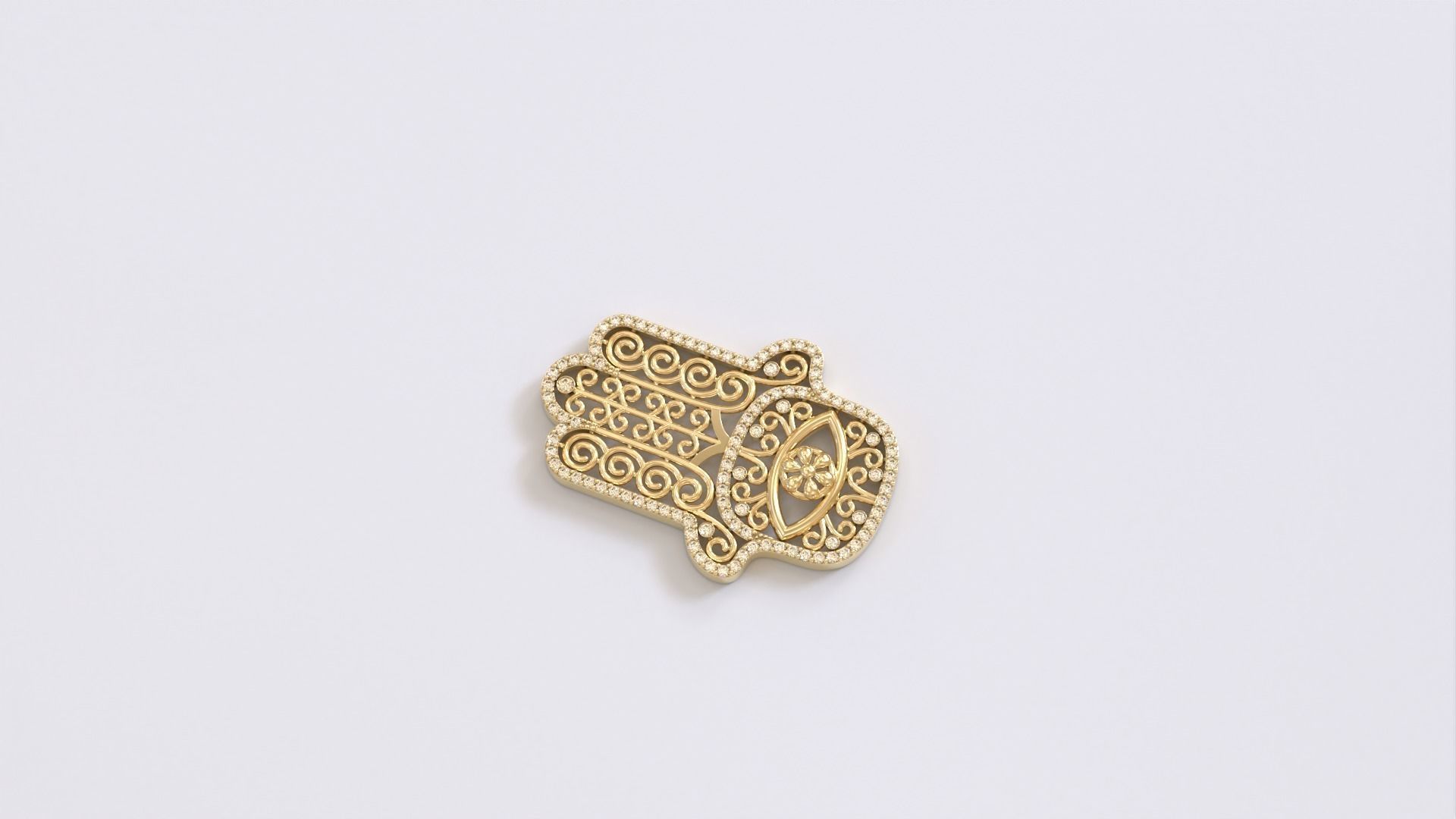 Hamsa amulet with diamonds  3D print model_12