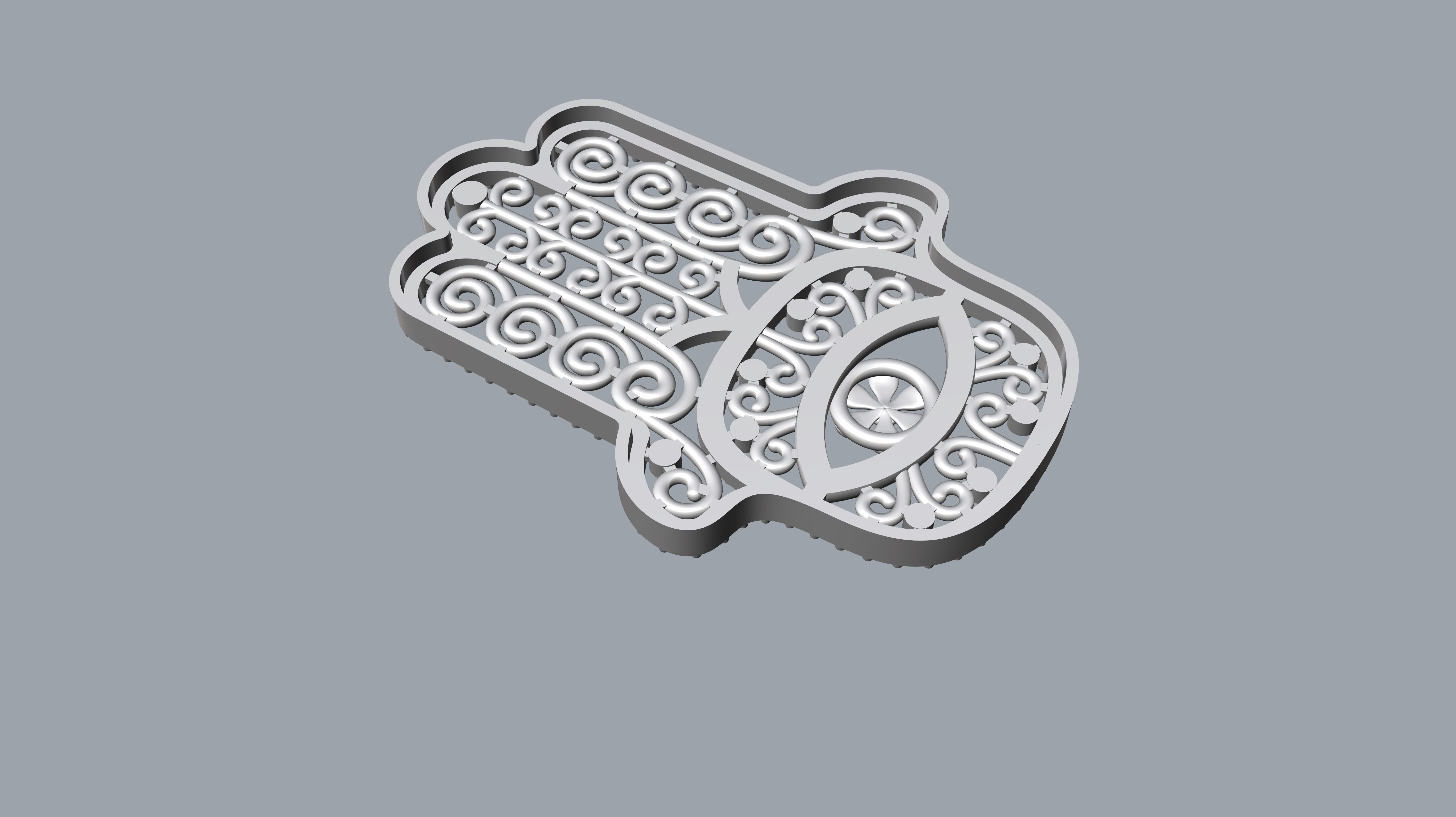 Hamsa amulet with diamonds  3D print model_10