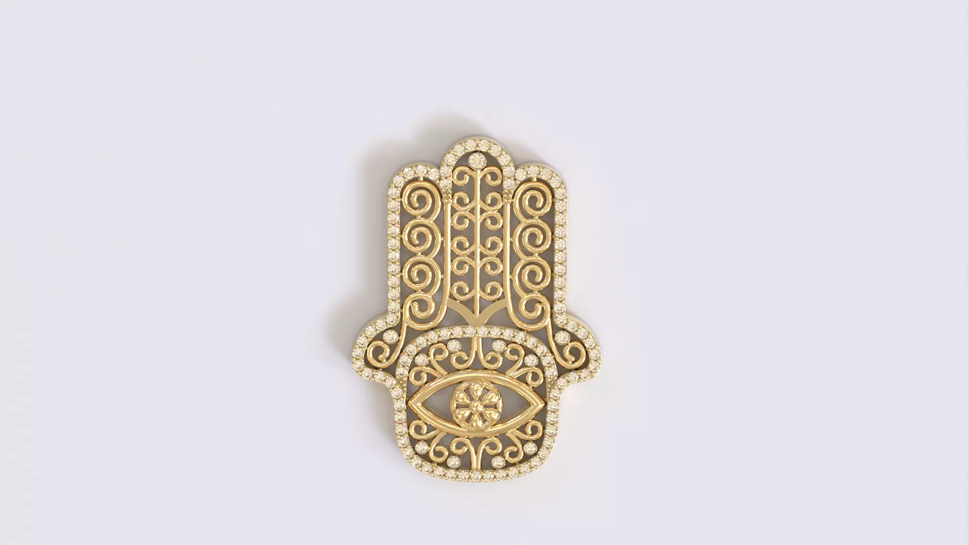 Hamsa amulet with diamonds  3D print model_0