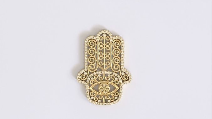 Hamsa amulet with diamonds  3D print model
