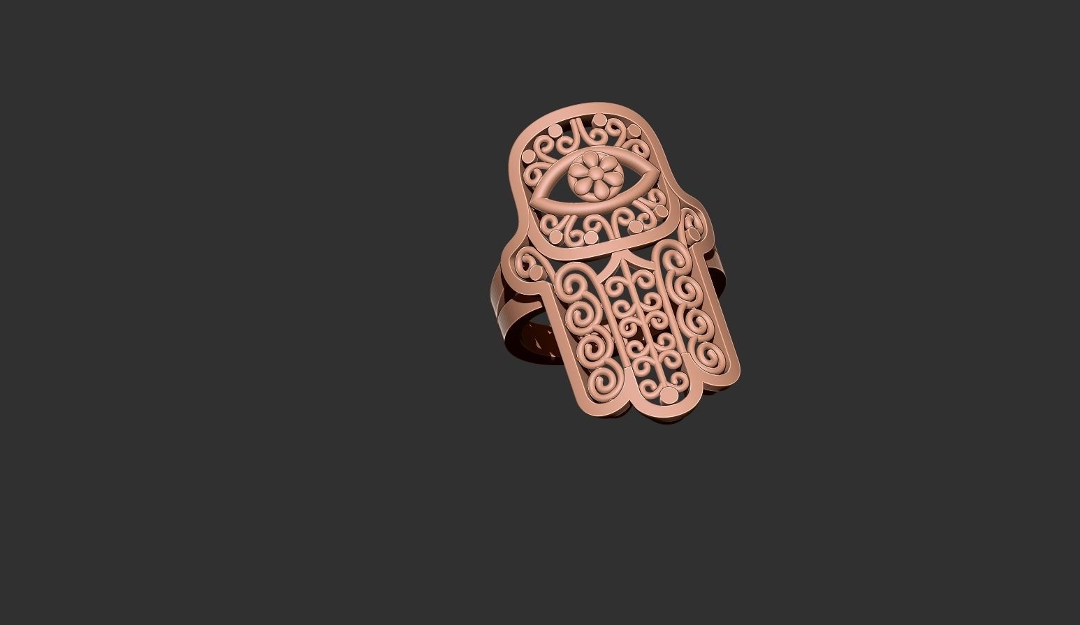 hamsa amulet ring 3D print model_5