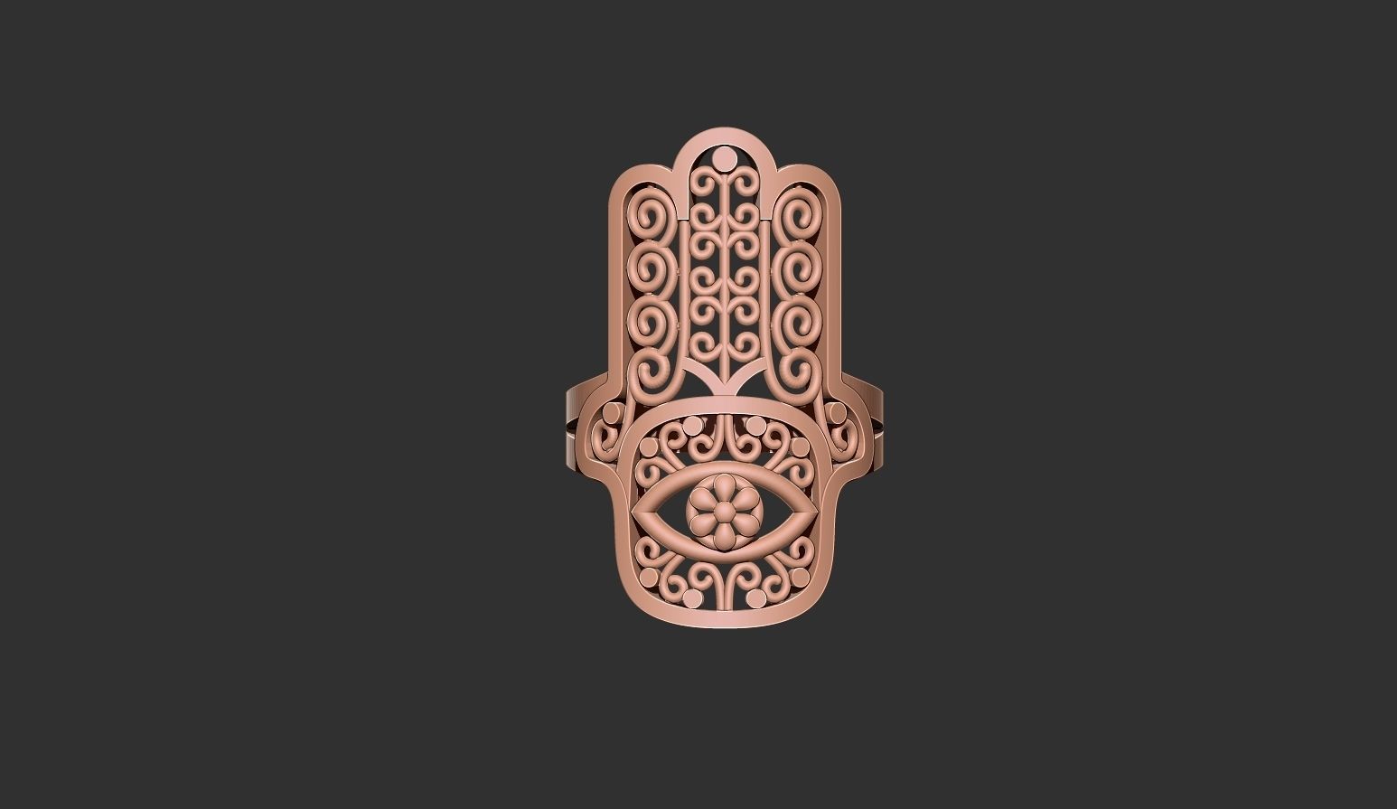 hamsa amulet ring 3D print model_1