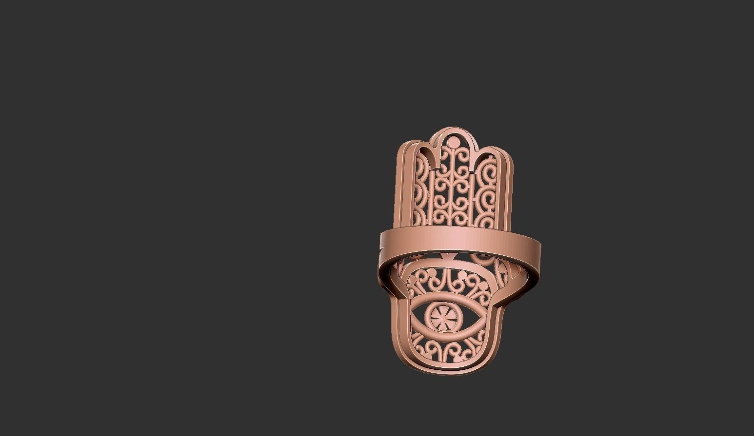 hamsa amulet ring 3D print model_4