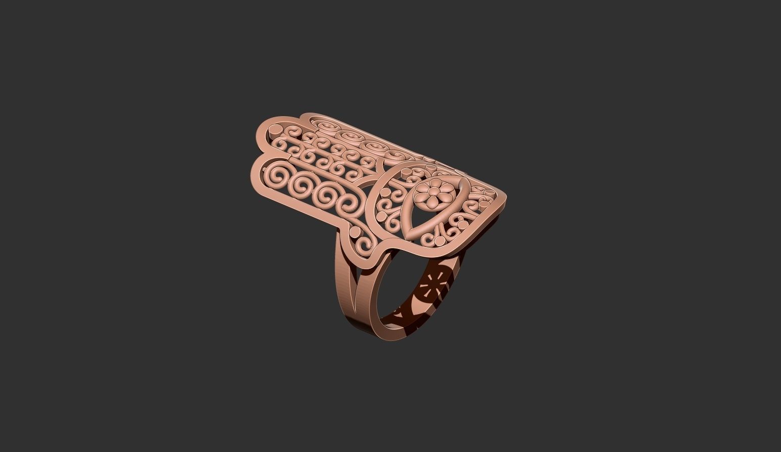 hamsa amulet ring 3D print model_6