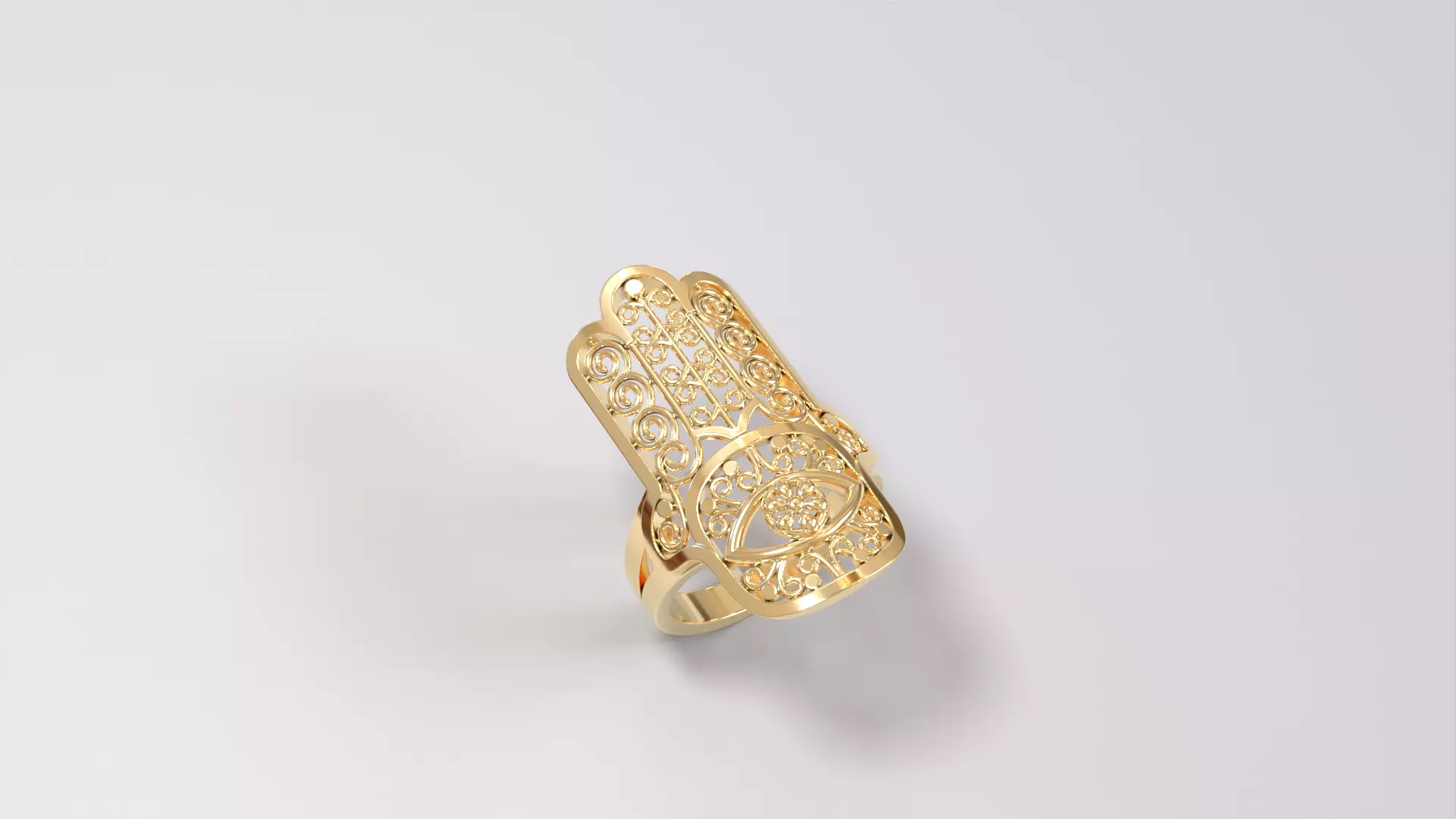 hamsa amulet ring 3D print model_0
