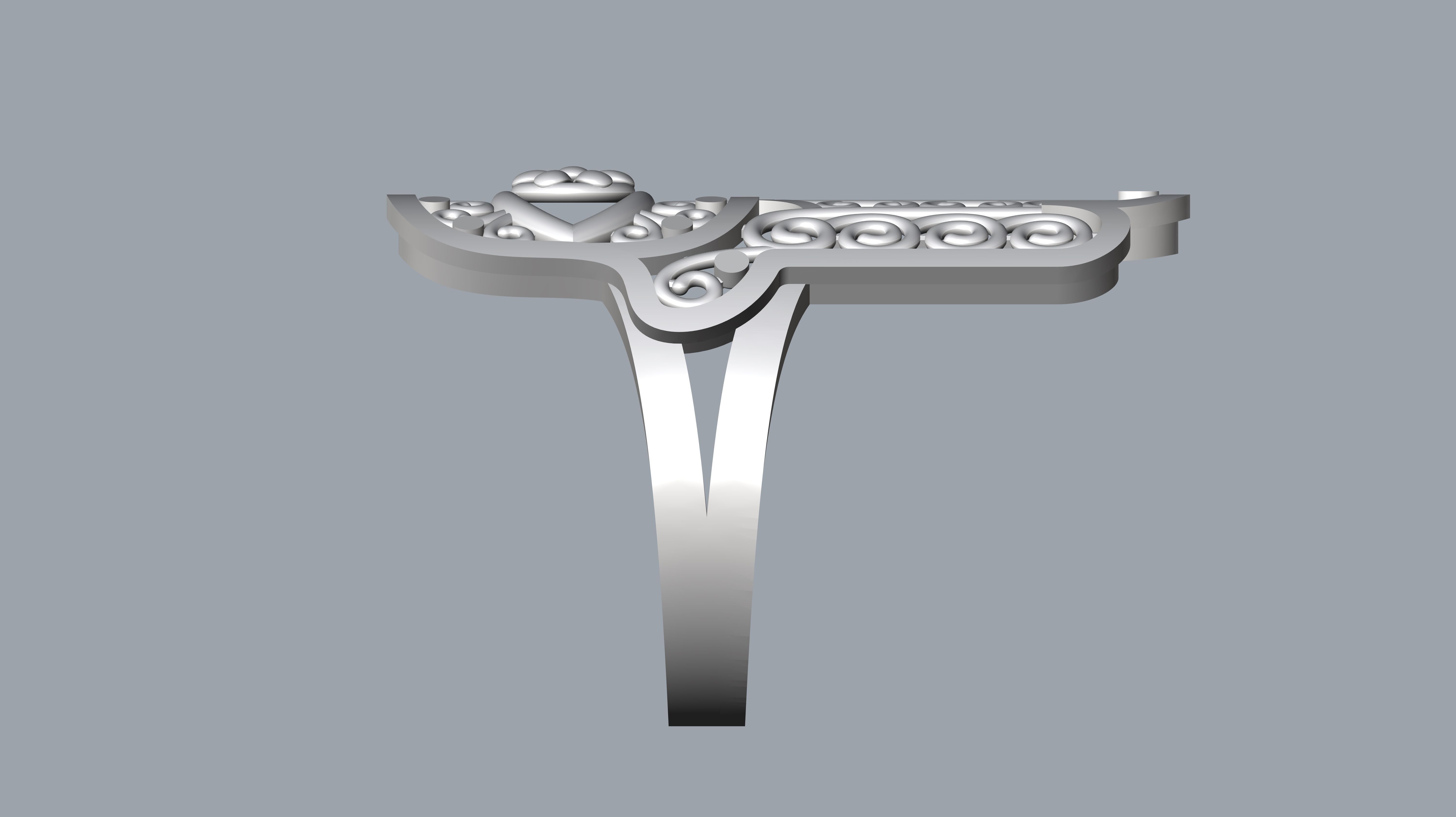 hamsa amulet ring 3D print model_8