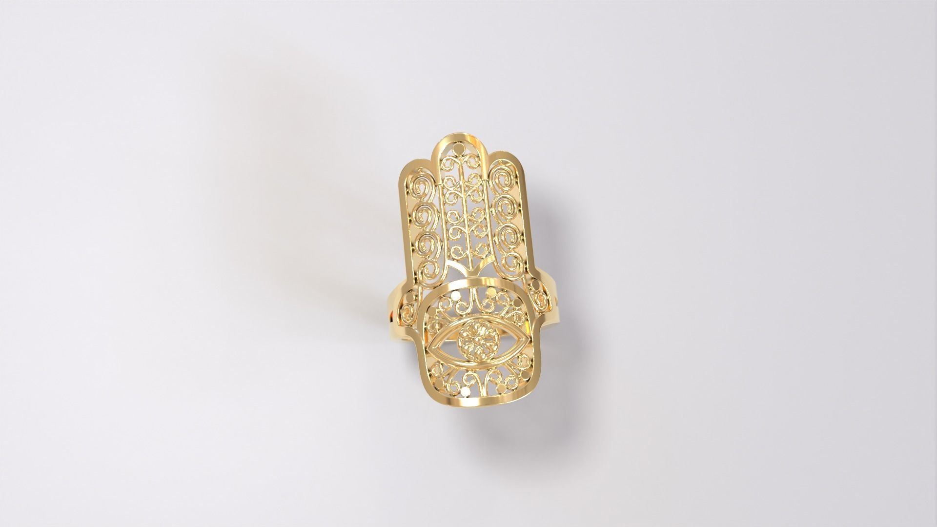 hamsa amulet ring 3D print model_2