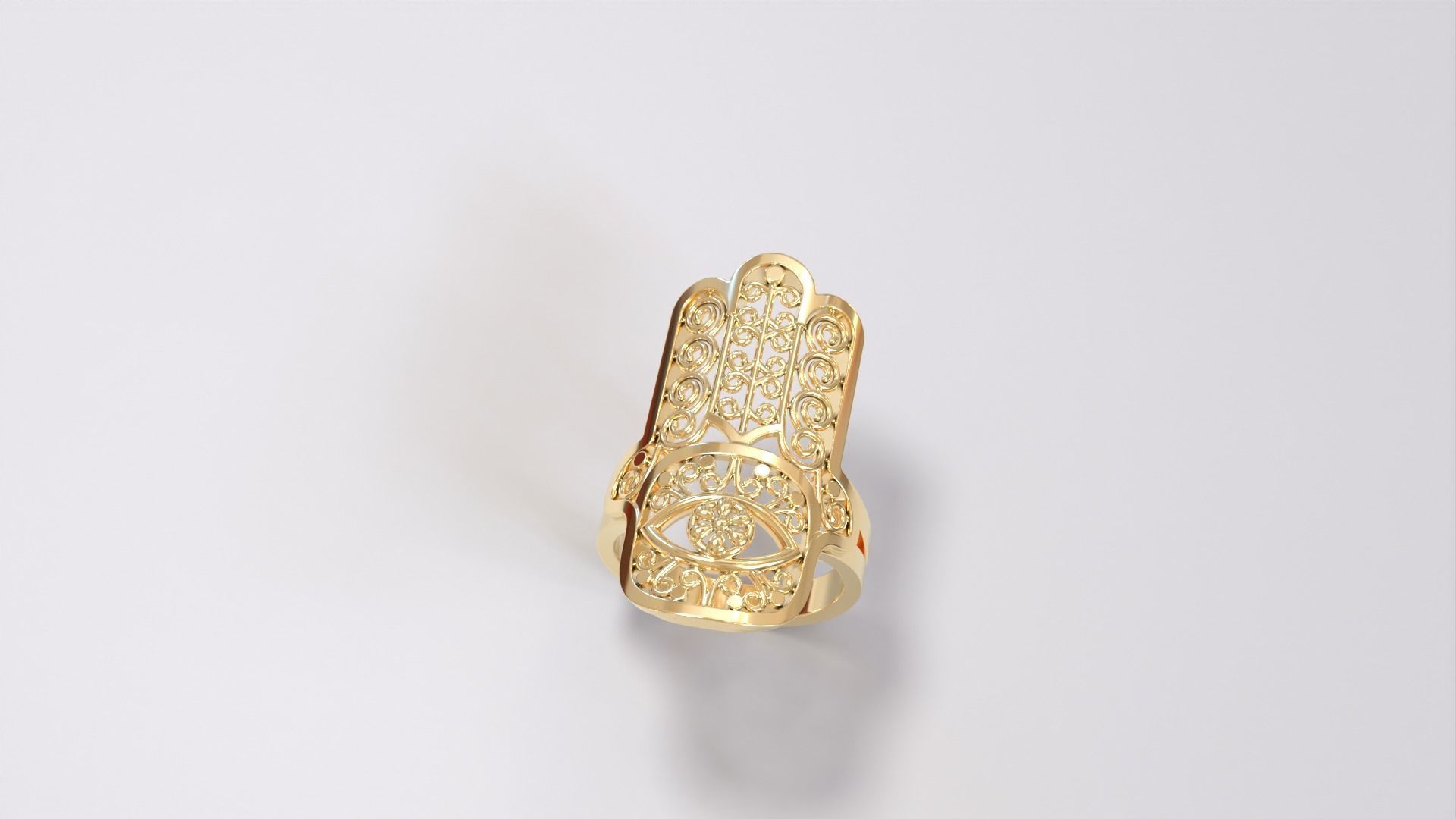 hamsa amulet ring 3D print model_3