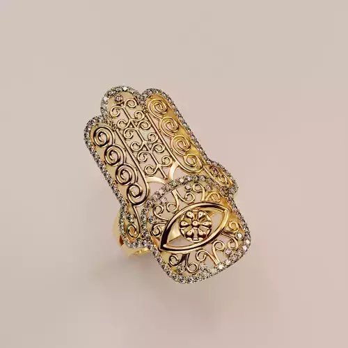 diamond hamsa ring 3D print model