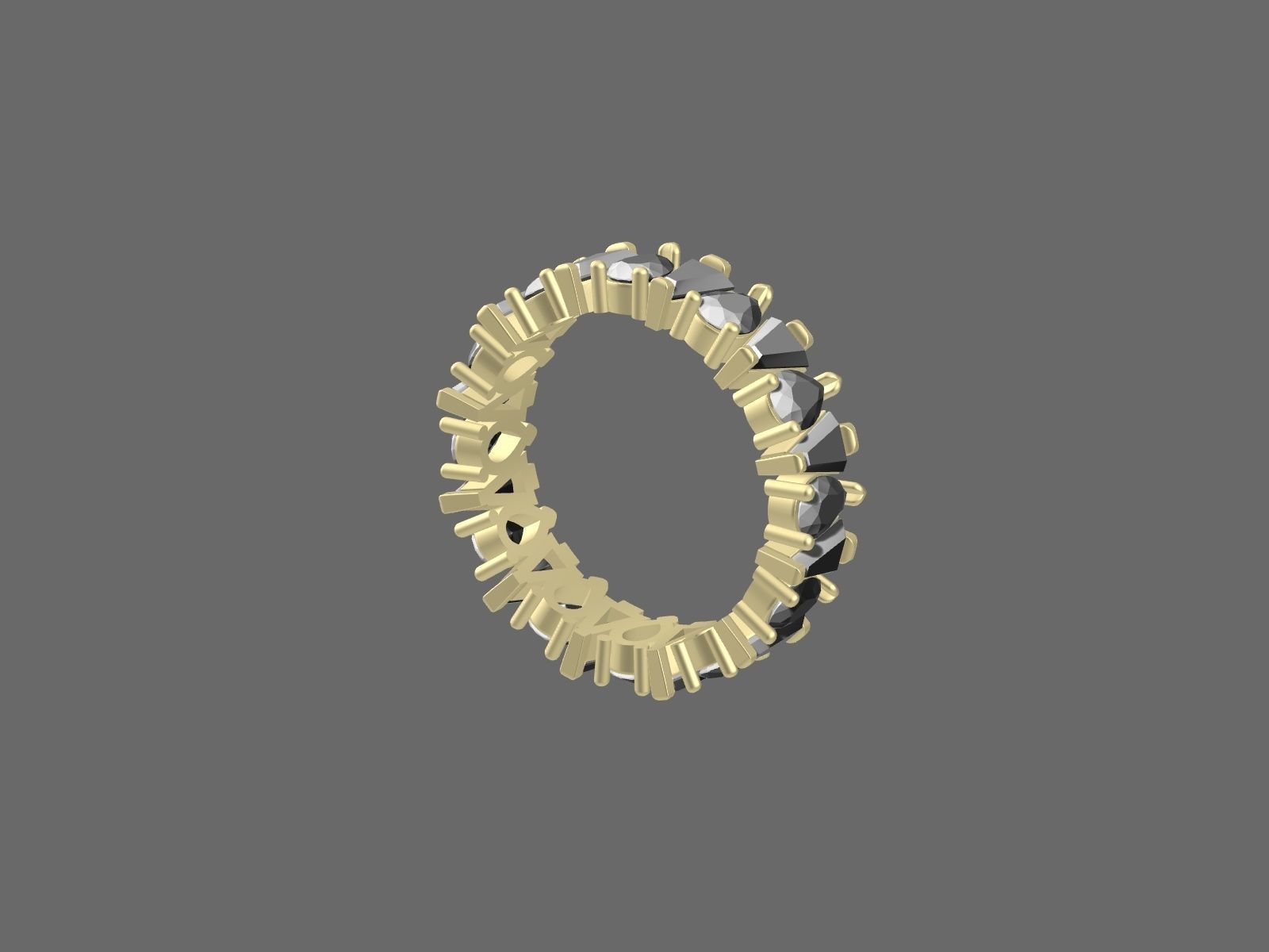 Pear and Baguette Eternity Ring in 17 sizes 3D print model_7
