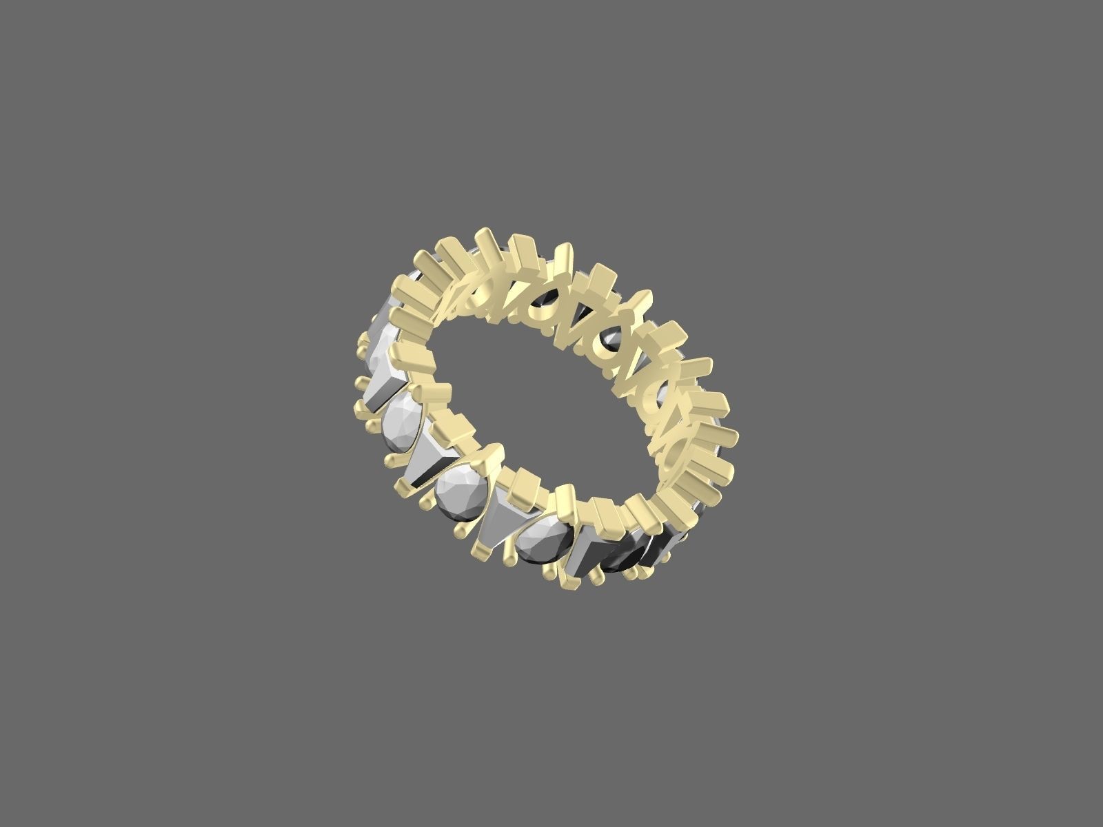 Pear and Baguette Eternity Ring in 17 sizes 3D print model_8