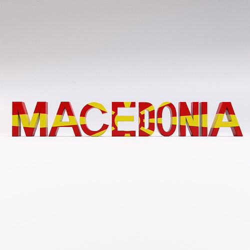 Macedonia country Name  text 3d model  Low-poly 3D model
