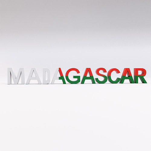Madagascar country Name text 3d model  Low-poly 3D model