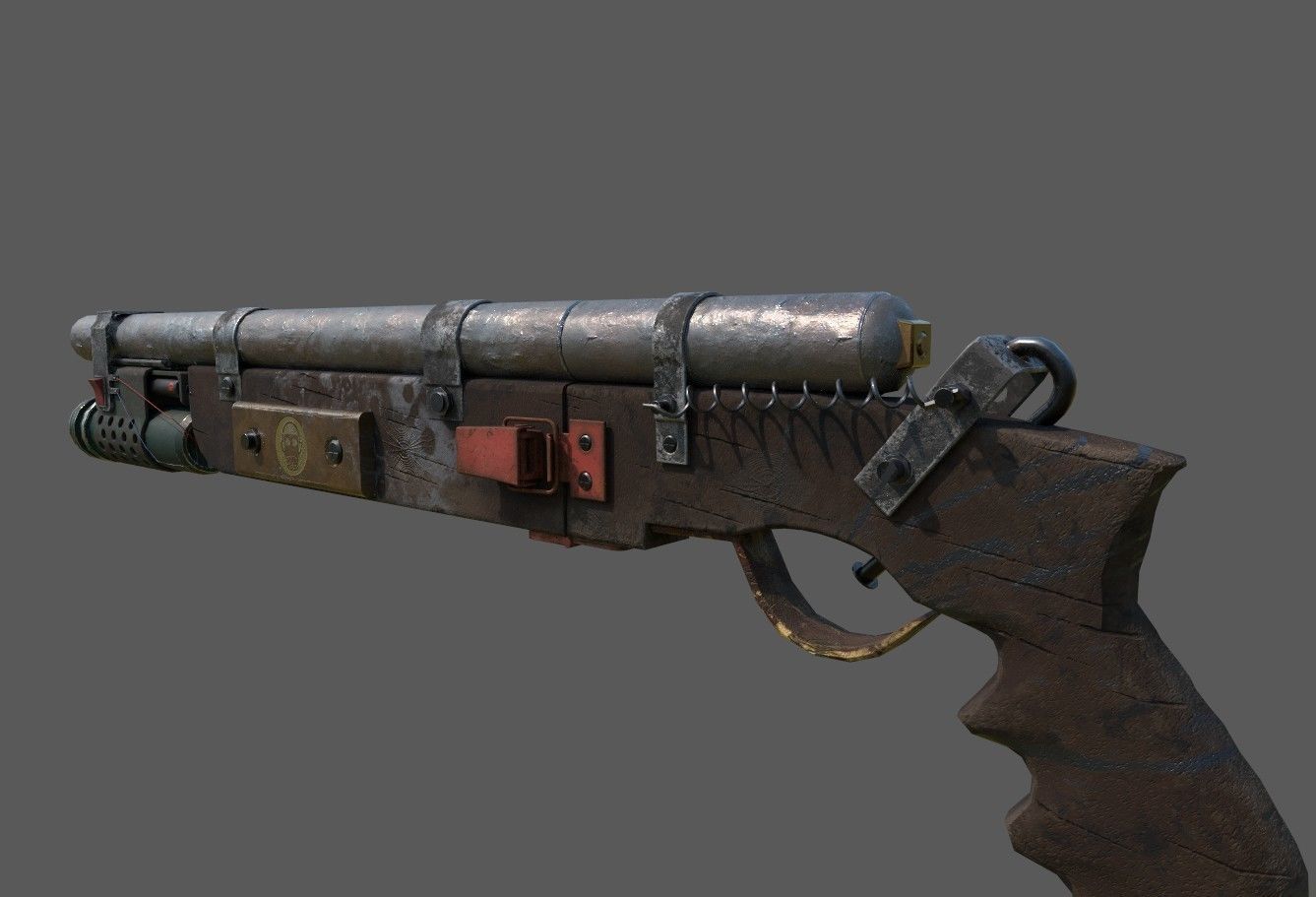  Game ready post apocalypse shotgun Low-poly 3D model_6