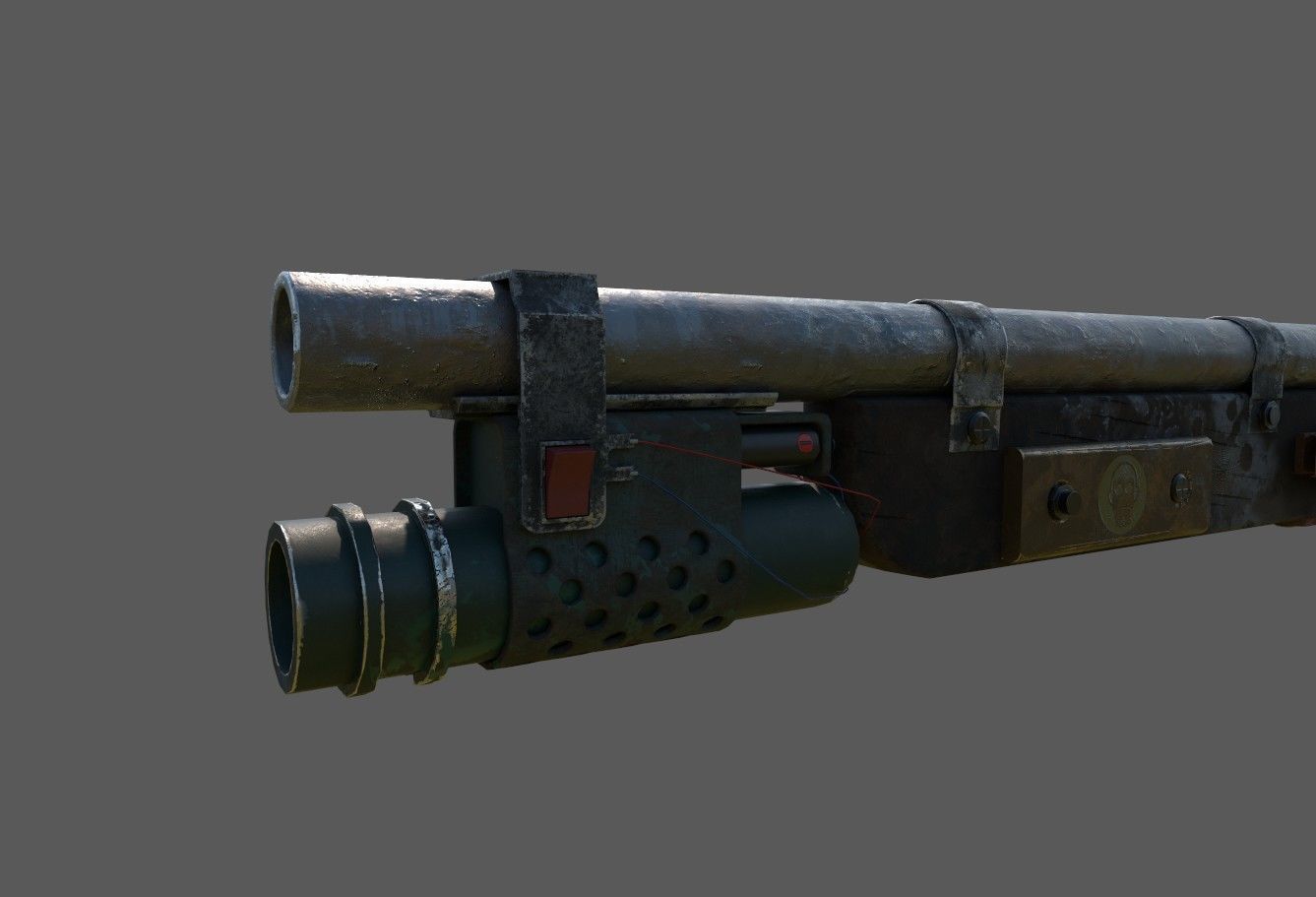  Game ready post apocalypse shotgun Low-poly 3D model_3