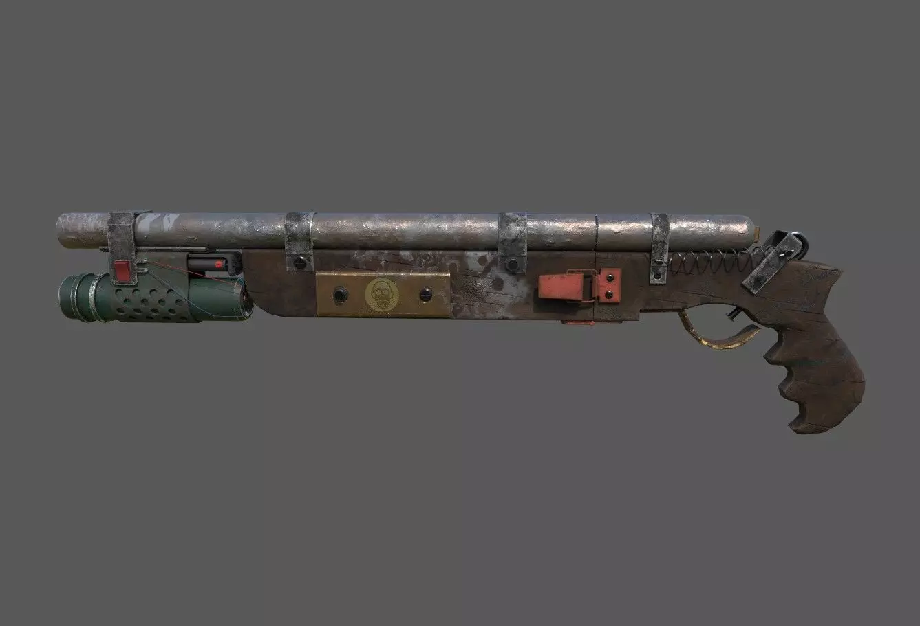  Game ready post apocalypse shotgun Low-poly 3D model_0