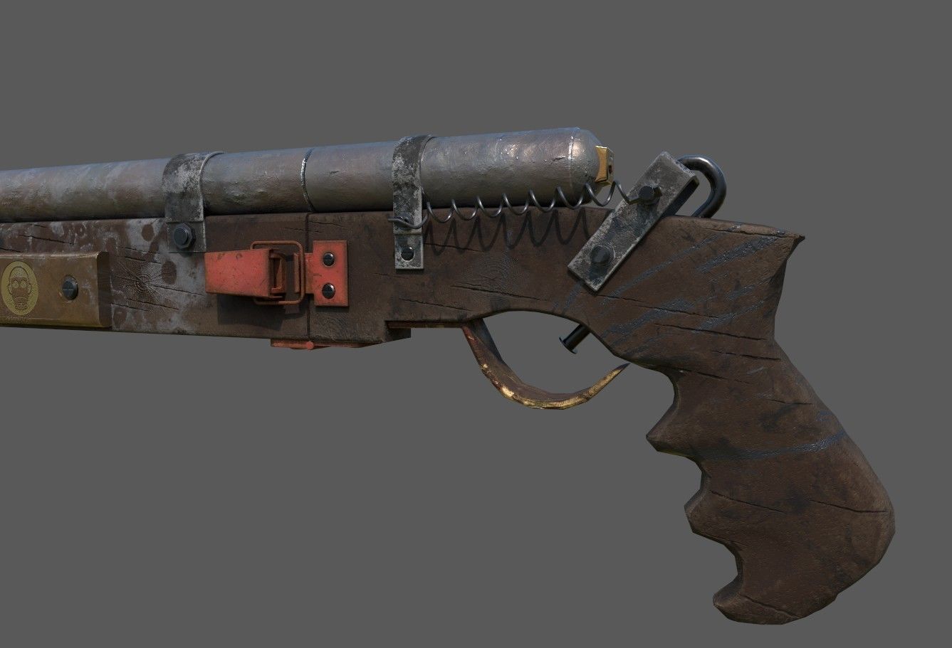  Game ready post apocalypse shotgun Low-poly 3D model_4